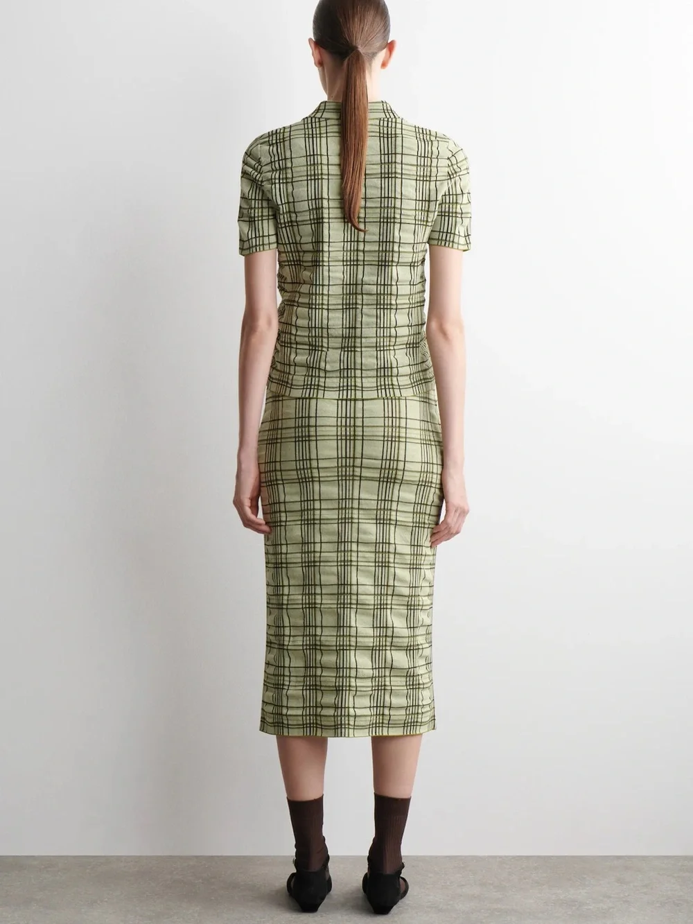 NWT (size small) COS CHECKED COTTON-JACQUARD MIDI SKIRT - Picture 3 of 10